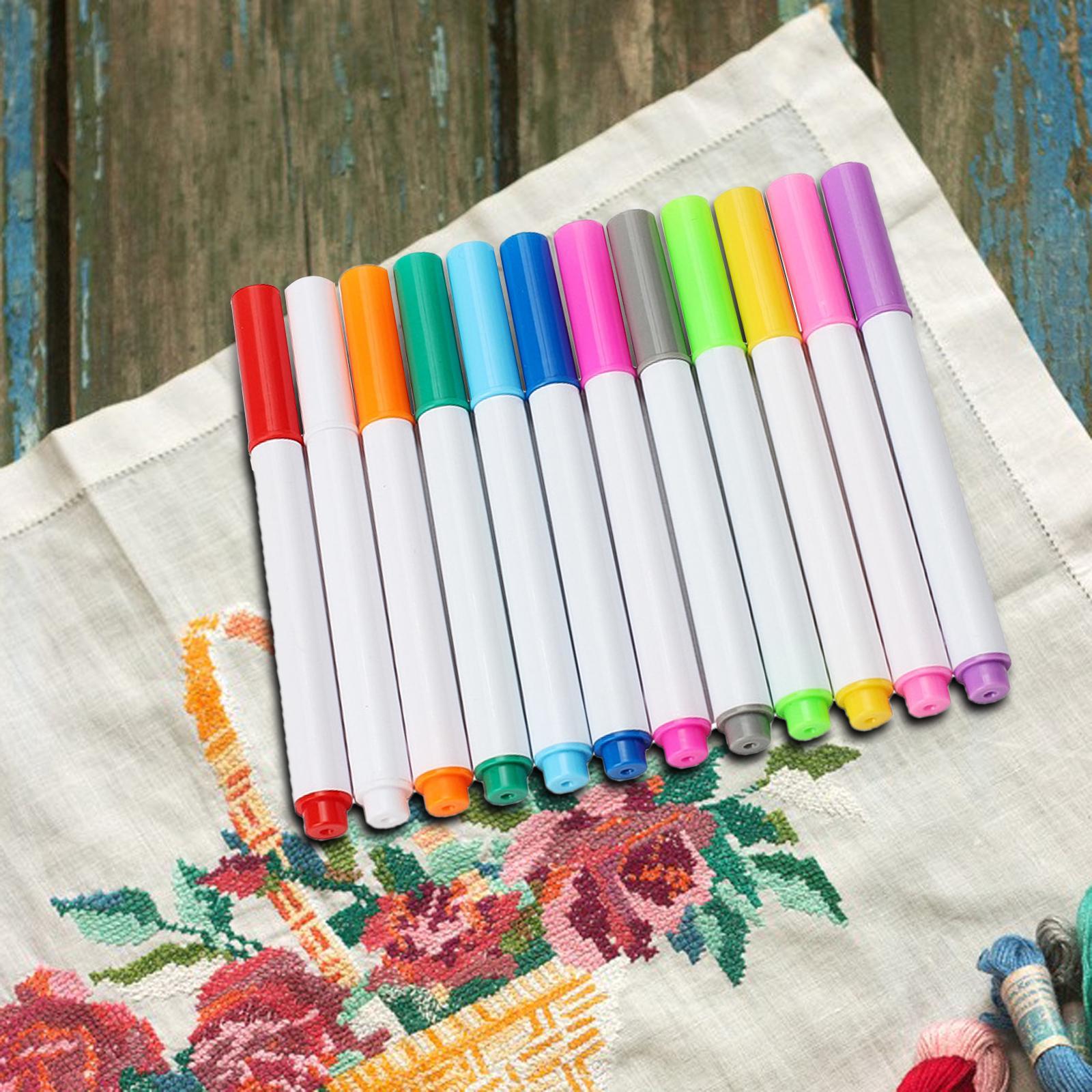 12Pcs Disappearing Ink Fabric Marker Pen Vanishing Air Water Erasable Pen for Sewing Creating Washable Art and Lettering,Temporary Marking