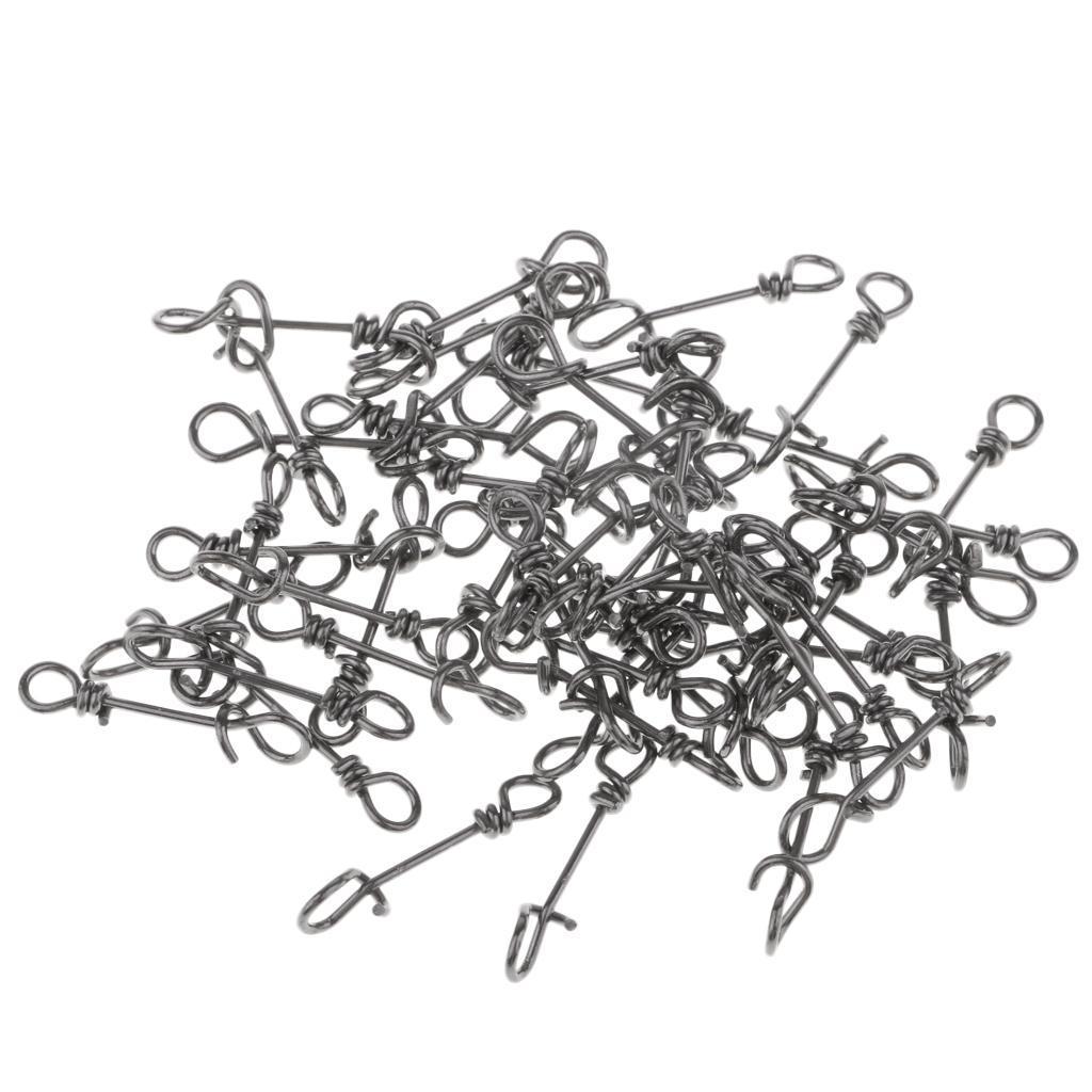 100pcs Stainless Steel Quick Lock Fishing Snap Clip Swivel Connectors