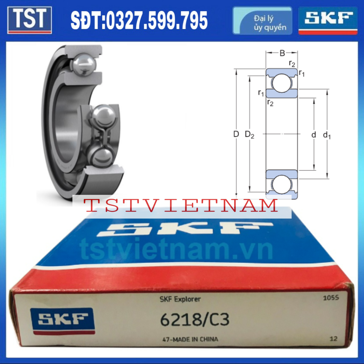 Vòng bi bạc đạn SKF 6218/C3