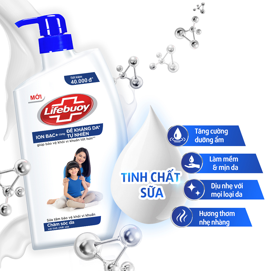 Sữa tắm Lifebuoy 850g Chăm sóc da dưỡng ẩm mềm mịn giúp bảo vệ khỏi 99.9% vi khuẩn và ngăn ngừa vi khuẩn lây lan trên da