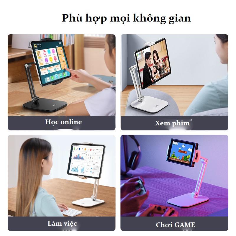 Giá Đỡ Điện Thoại, Máy Tính Bảng Chất Liệu Hợp Kim Nhôm Có Thể Điều Chỉnh Độ Cao Góc Nghiêng