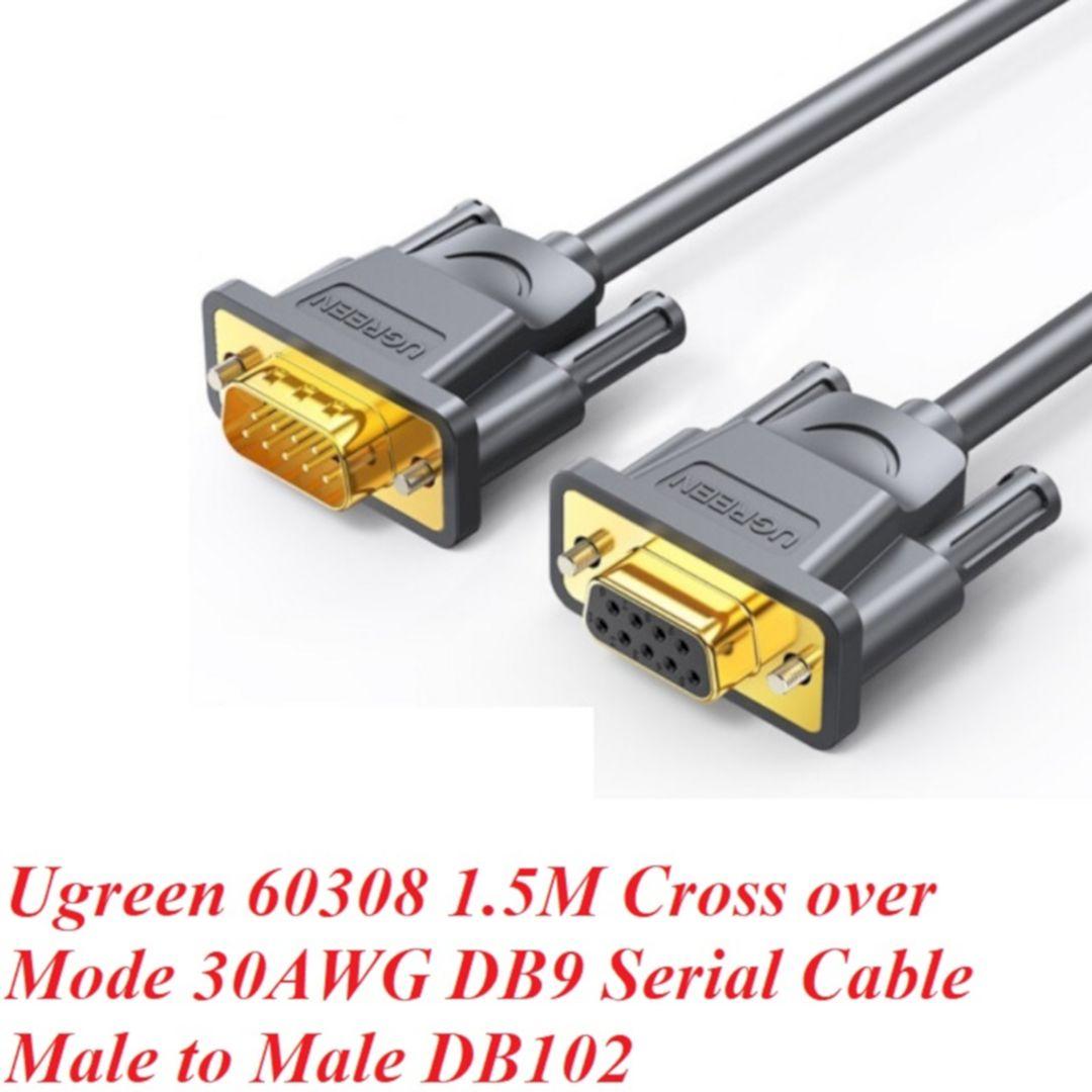 Ugreen UG60308DB102TK 1.5M 30AWG Màu Xám Cáp tín hiệu bấm chéo 2 đầu RS232 DB9 dương chuẩn cáp crossover thích hợp cho máy mã vạch máy công cụ kỹ thuật số - HÀNG CHÍNH HÃNG