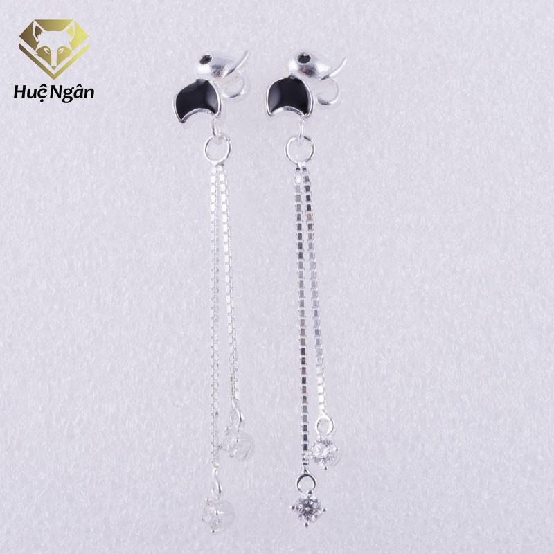 Bông tai bạc Ý 925 Huệ Ngân - Voi con đáng yêu dáng dài ZCE15111
