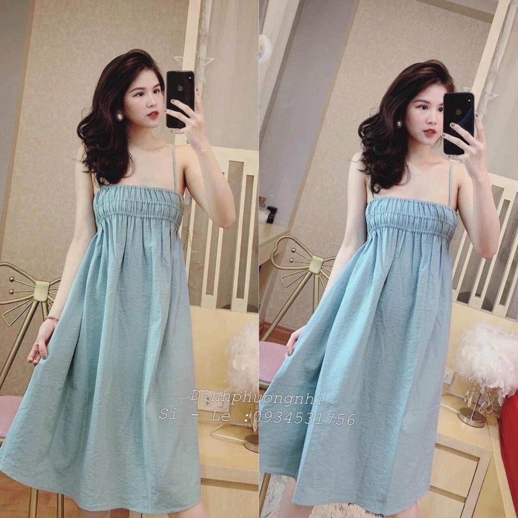 Đầm babydoll 2 dây nhún ngực có 6 màu