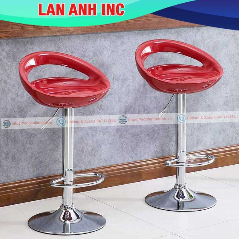 Ghế quầy bar cao xoay nâng hạ nhập khẩu mặt nhựa chân sắt mạ Cr sáng bóng LAGB03T