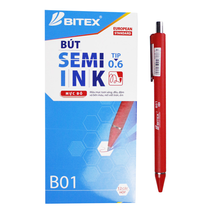 Combo 6 Bút bi Bitex semi ink B-B01 (0.6mm)