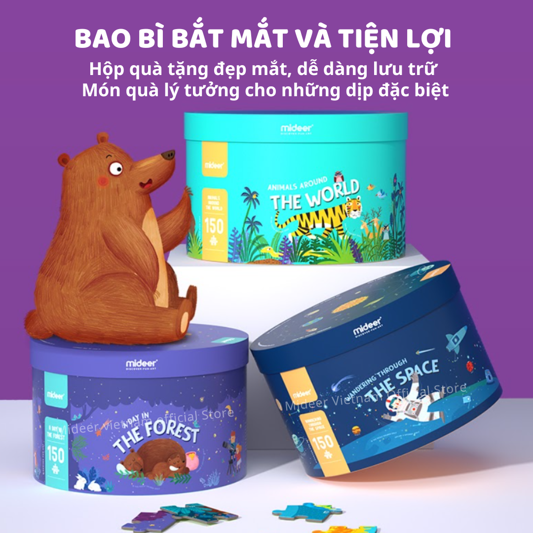 Ghép hình cho bé, tranh ghép Mideer 150P Round Puzzle, đồ chơi trí tuệ Cho bé 5 6 7 8 9+ Tuổi