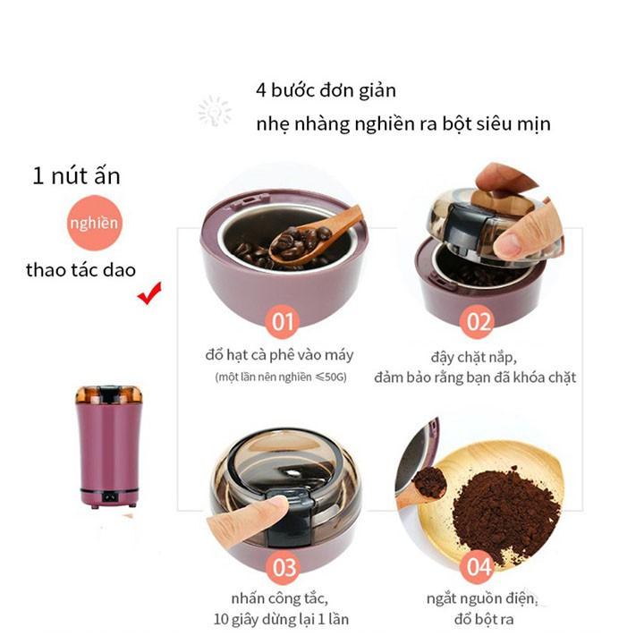 Máy Xay Tiêu, Cà Phê, Gạo, Các Loại Hạt Ngũ Cốc... - Máy Xay MiNi Đa Năng Cối Inox 304, Lưỡi Dao Siêu Chắc Và Bén - Hàng Chất Lượng KST