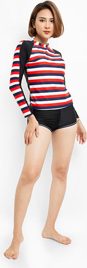 Set Đồ Bơi Nữ Quần Short Áo Tay Dài 3 Sọc - Nhiều Màu
