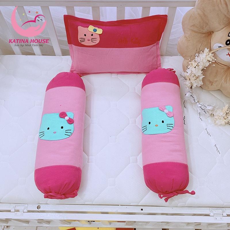 Bộ gối nằm gối ôm cho bé (3tháng-2t) cotton cara đắp hình sao đẹp, mềm mại thoáng mát