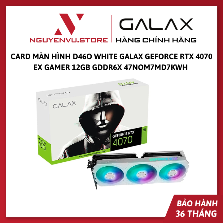 Card màn hình D46O White Galax GeForce RTX 4070 EX Gamer 12GB GDDR6X 47NOM7MD7KWH - Hàng chính hãng