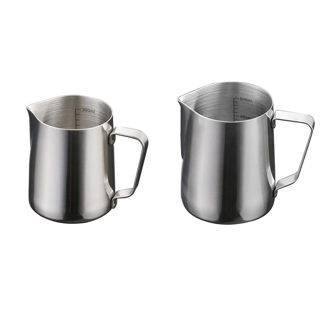 350ml+600ml MILK JUG&FROTHING SET Frother Espresso Coffee Stainless Steel