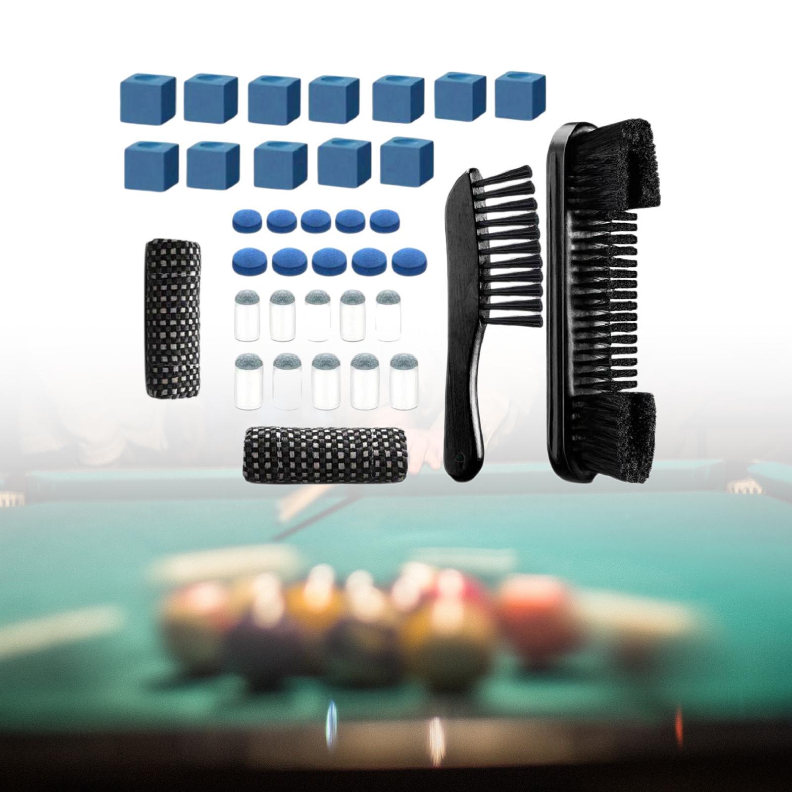 Billiards Pool Table with Rail Brush Wooden Cleaning Brush 10 Blue Cue Tips  Durable Cleaning Tools Billiard Accessories