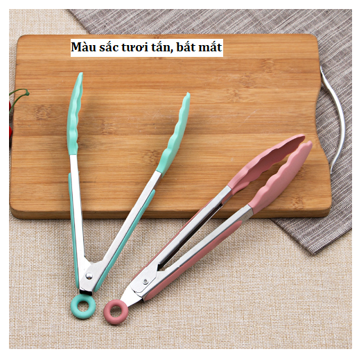 Kẹp gắp thức ăn bằng thép không gỉ và silicone chống trượt tiện dụng cho nhà bếp GD758-KepBBQ-Silli