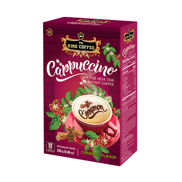 Cà Phê Hòa Tan Cappuccino Vị Quế KING COFFEE - Hộp 12 gói x 20g