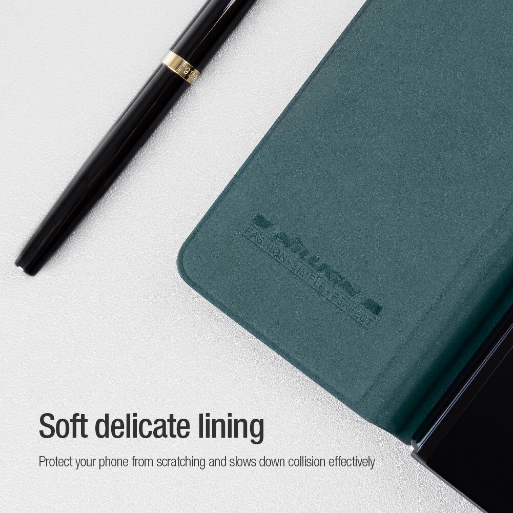 Case bao da chống sốc cho Samsung Galaxy Z Fold 4 trang bị nắp bảo vệ Camera và ngăn đựng S-Pen hiệu Nillkin Qin Pro - Hàng nhập khẩu