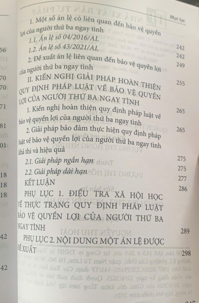 Bảo vệ quyền lợi của người thứ ba ngay tình (sách chuyên khảo)