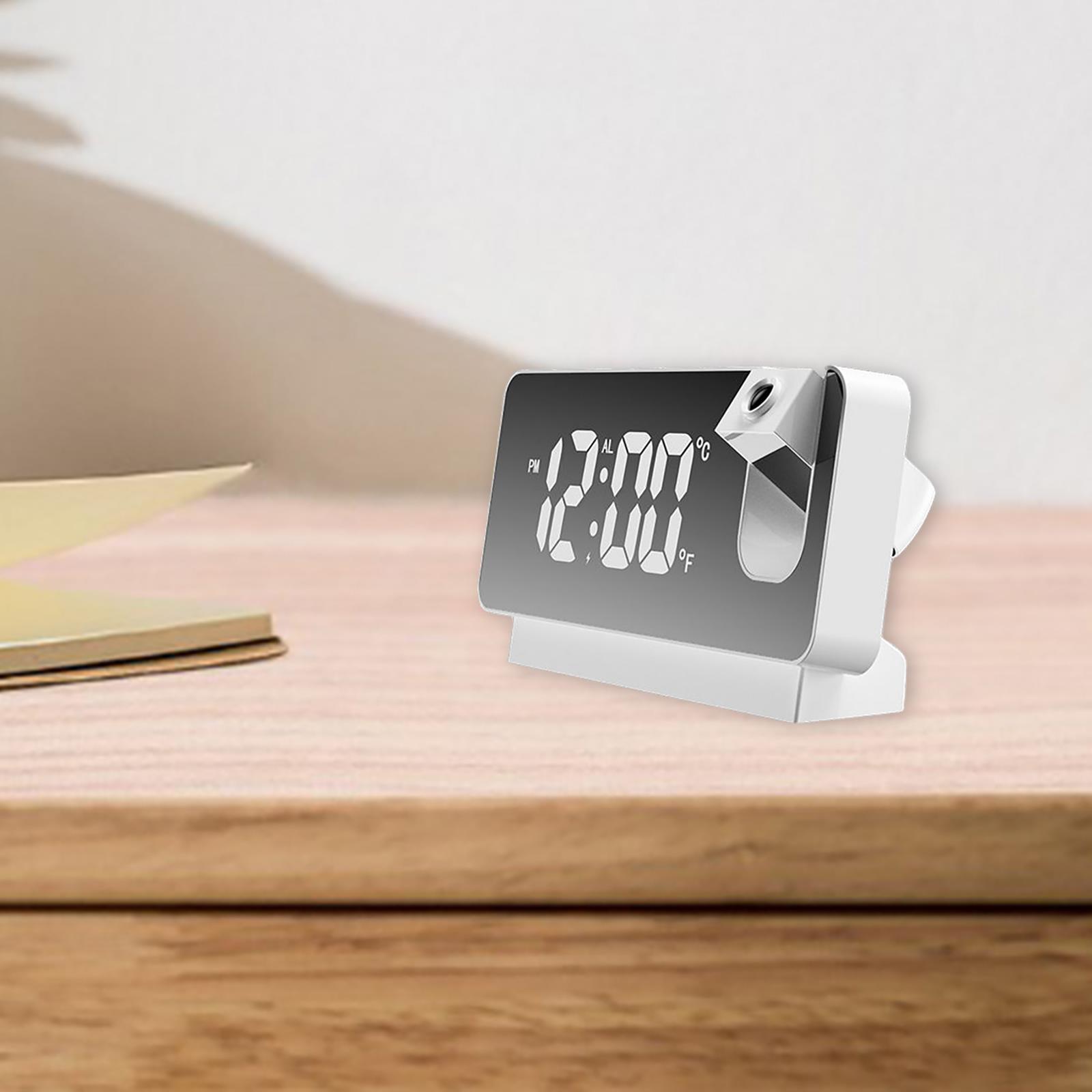 Electronic LED Projector Alarm Clock 180° Rotatable Temperature Display Desktop Clock Alarm Clock for Bedside Teens Heavy Sleepers Office