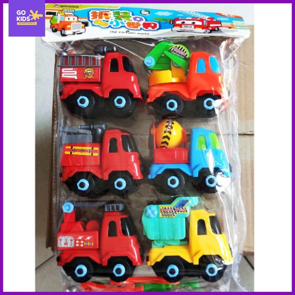 Set 3 Ô tô công trình, 3 ô tô cứu hỏa có thể tháo lắp