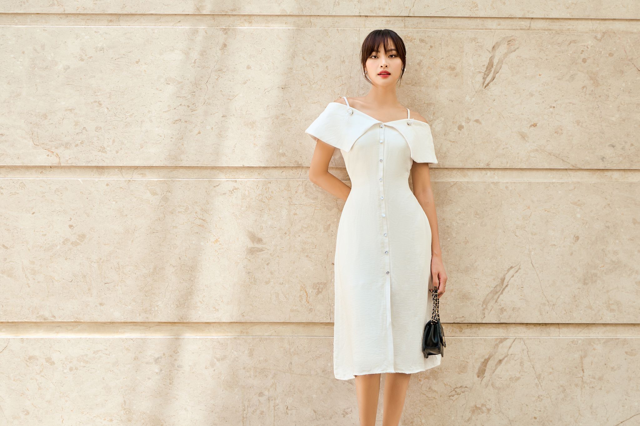 OLV - Đầm Snowy Buttoned Midi Dress