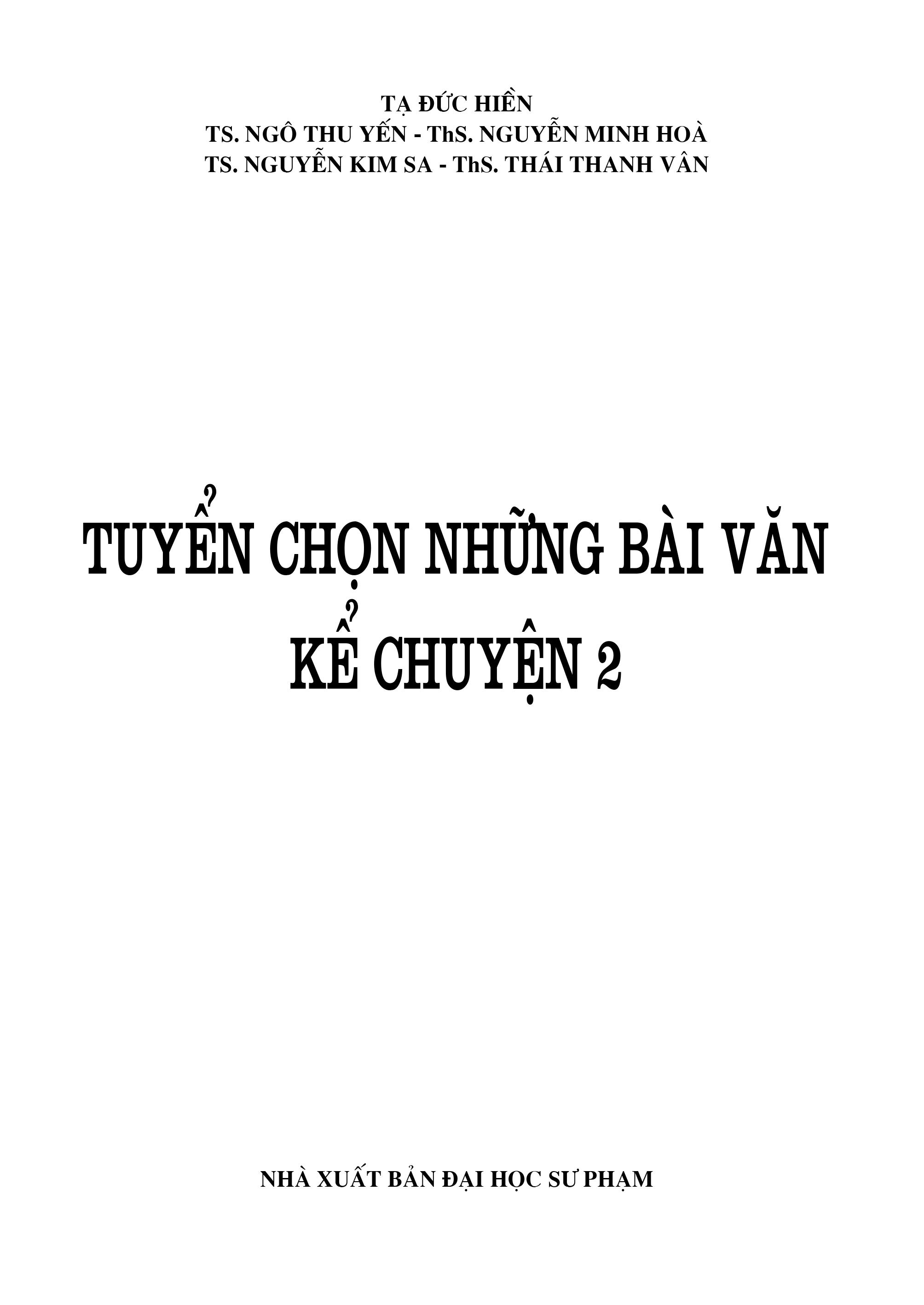 Sách: Tuyển Chọn Những Bài Văn Kể Chuyện 2