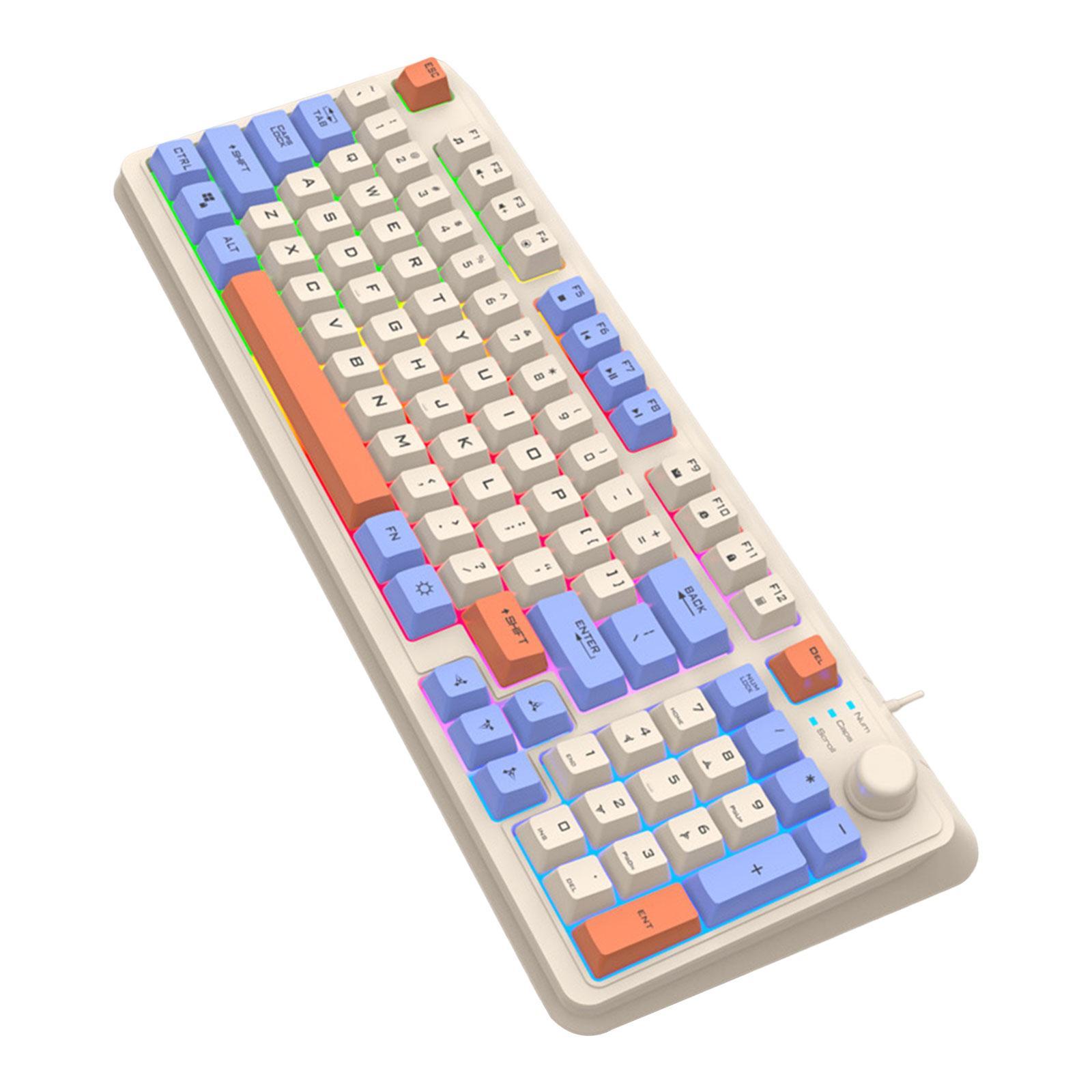 RGB Gaming Keyboard 94 Keys Compact USB Wired Keyboard for Windows PC Gamers