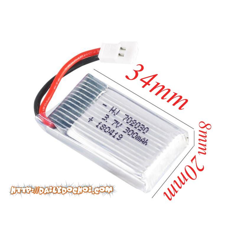 Pin sạc 3.7v dung lượng 300mAh chân cắm trắng dẹt p2.54