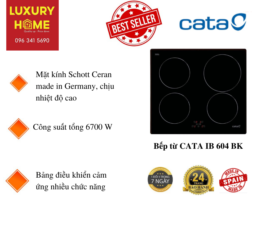 Bếp từ CATA IB 604 BK  Hàng chính hãng