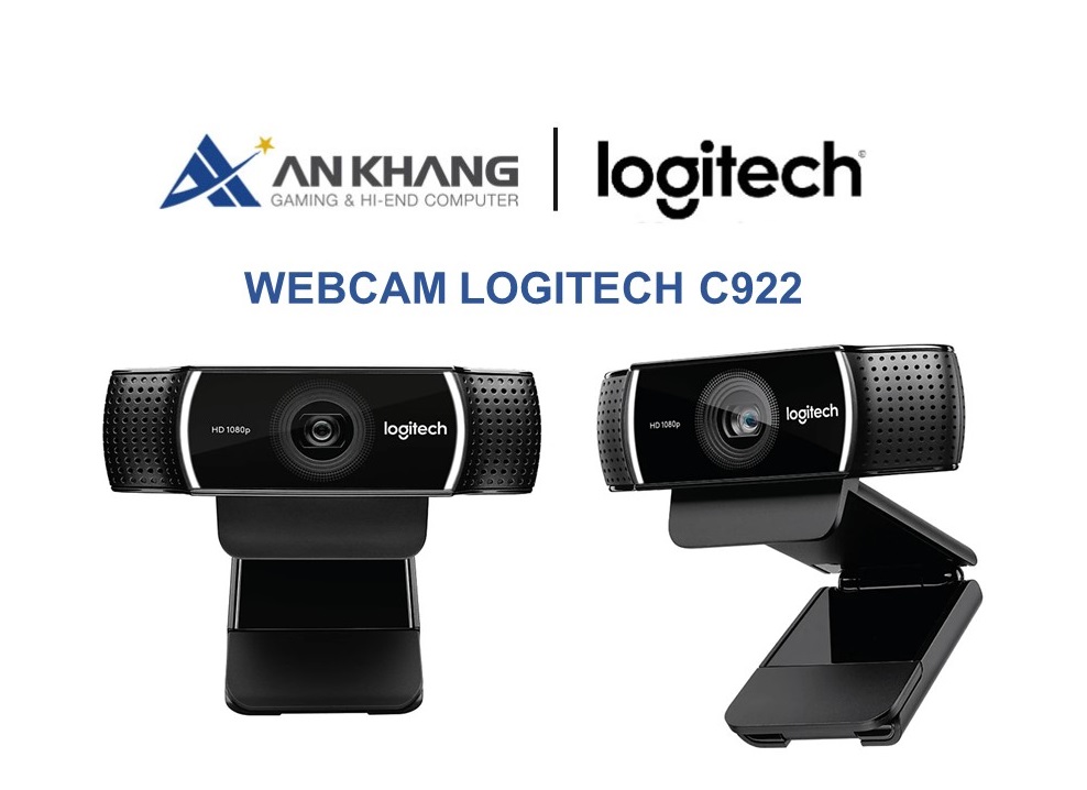 Thiết bị truyền hình ảnh chất lượng cao (Webcam) Logitech C922 Full HD 1080p/30FPS - 720p/60FPS micro kép to rõ, tự động lấy nét và chỉnh sáng HD, phù hợp PC/ Laptop/ Mac - Hàng chính hãng