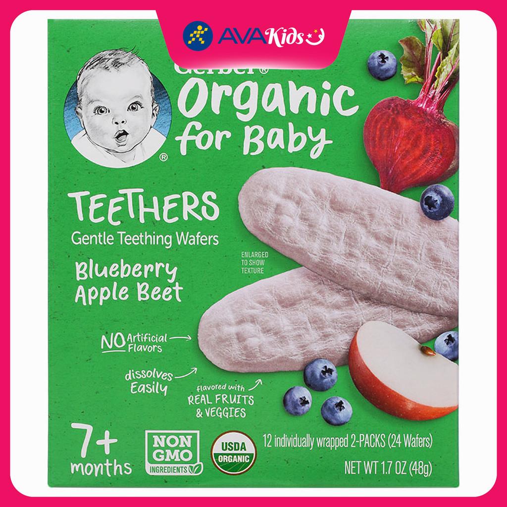 Bánh gạo ăn dặm Gerber Organic Teethers vị việt quất, táo và củ cải đỏ hộp 48g (từ 7 tháng) - Hàng Chính Hãng
