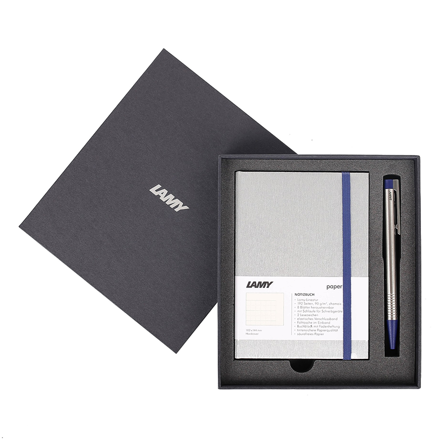 Gift Set Lamy Notebook A6 Softcover Grey + Lamy Logo Blue - GSA6-Lo005