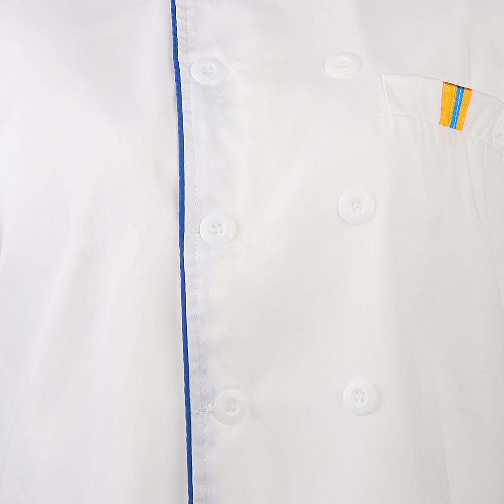 2pcs Chef's Jacket Uniform Short Sleeve Kitchen Unisex White
