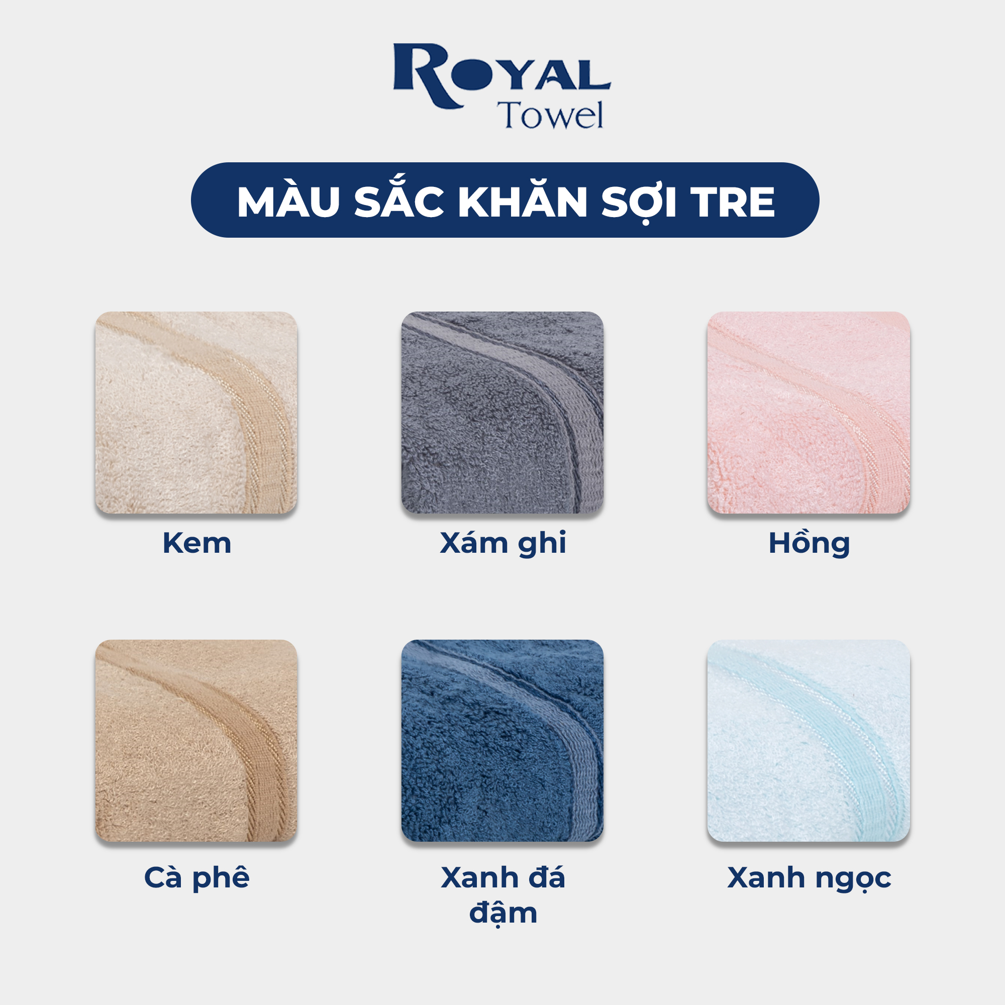 Khăn mặt sợi tre Royal Towel 30x50cm thấm hút tốt, không đổ lông, không ra màu