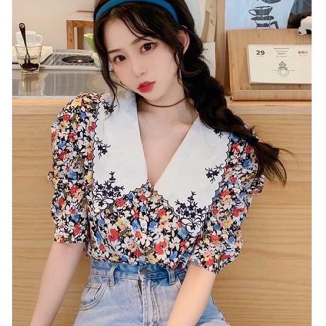 Áo Sơmi hoa nhí cổ thêu