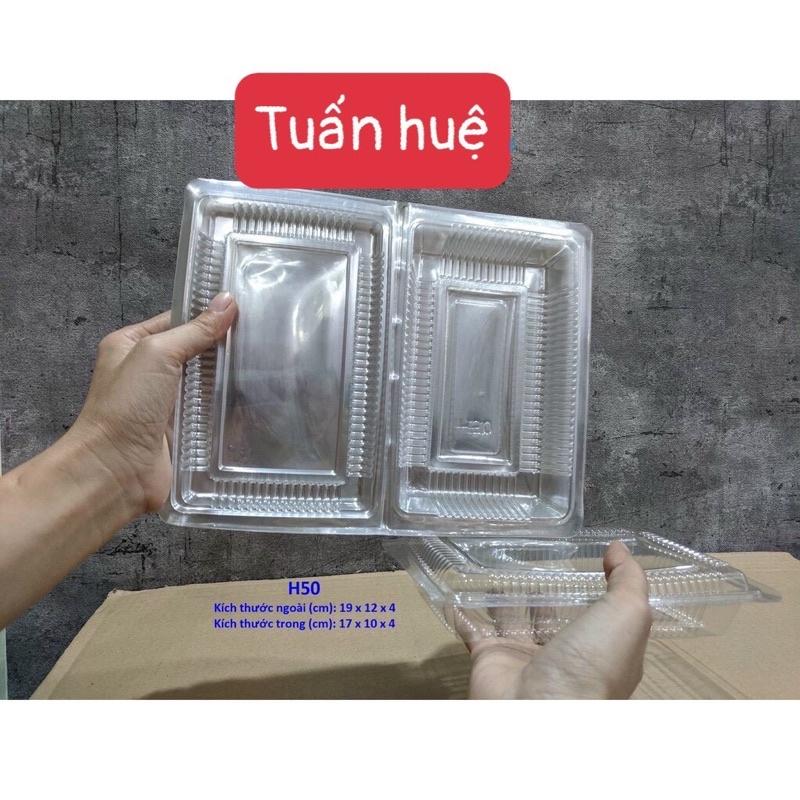 50 hộp nhựa nắp gập : đựng Bánh, Sushi, Cơm cuộn, Nem, Xúc xích, Xiên que, Phô mai,Trái cây ...