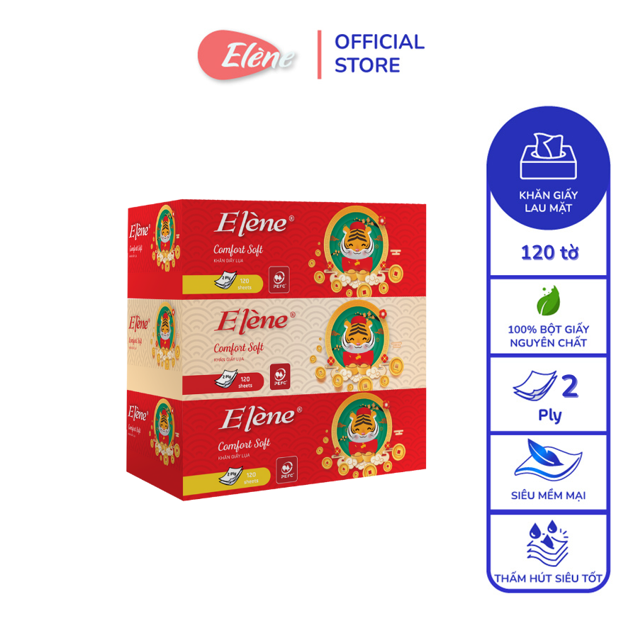 Hộp giấy lụa rút Elene cao cấp bao bì Tết 2022 - chính hãng