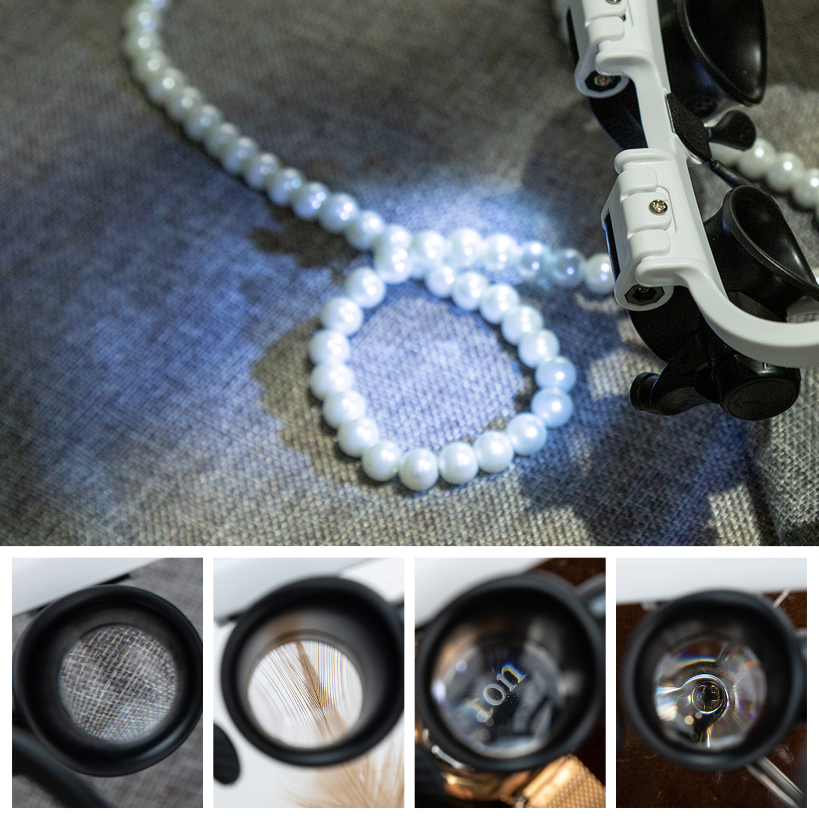 Loupe Magnifier Glasses Head Mount with LED Light Adjustable Glasses Bracket Watch Repair Magnifier for Mechanical