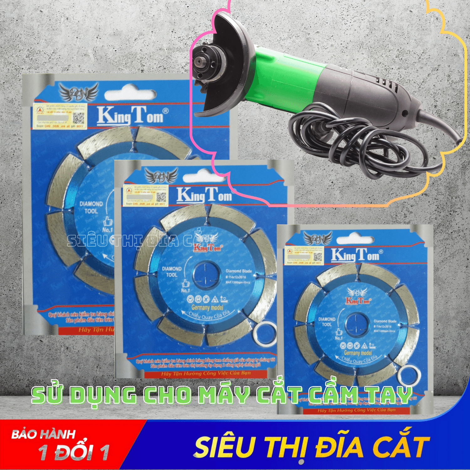 Lưỡi Cắt Gạch 100mm KingTom Me Mỏng Khô - Siêu Bén, Siêu Bền