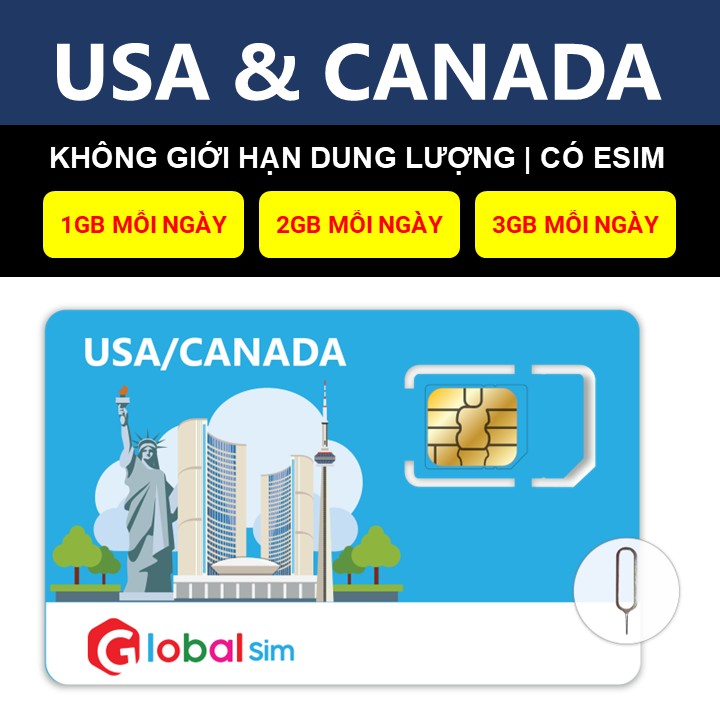 SIM DU LỊCH MỸ &amp; CANADA - KHÔNG GIỚI HẠN DATA (HÀNG CHÍNH HÃNG)