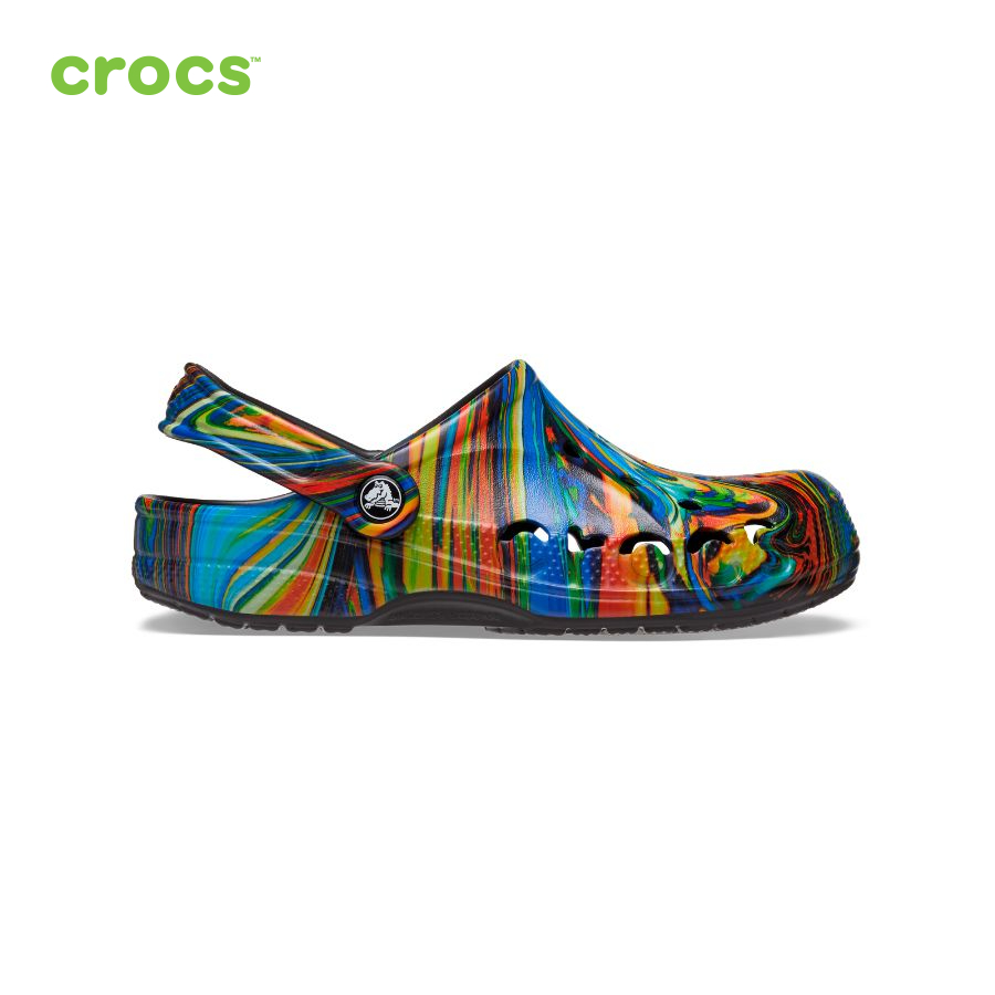 Giày lười unisex Crocs Baya Clog U Seasonal Printed Blk/Mlti - 206230