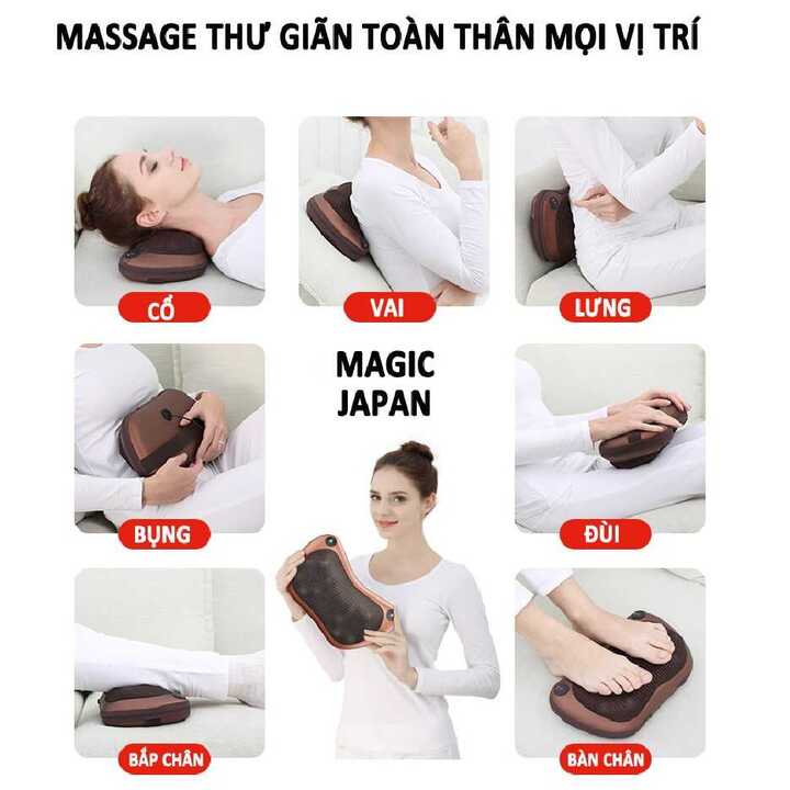 Gối Massage Hồng Ngoại 8 Bi giải tỏa căng thẳng, trị liệu cổ, vai, cột sống lưng - NTP-575-GoiMatXa8bi