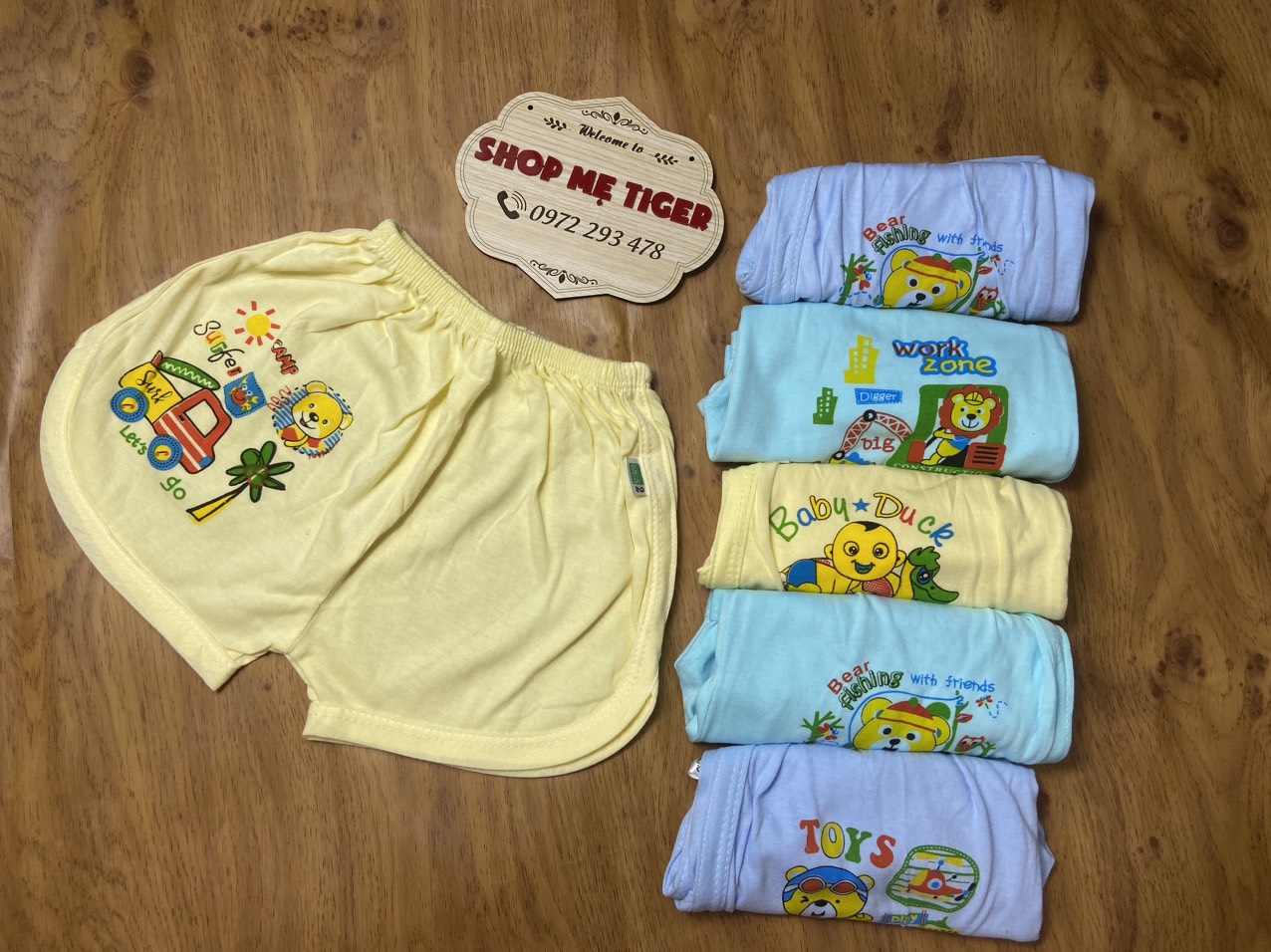 Quần đùi cotton màu thoải mái cho bé 4- 12kg