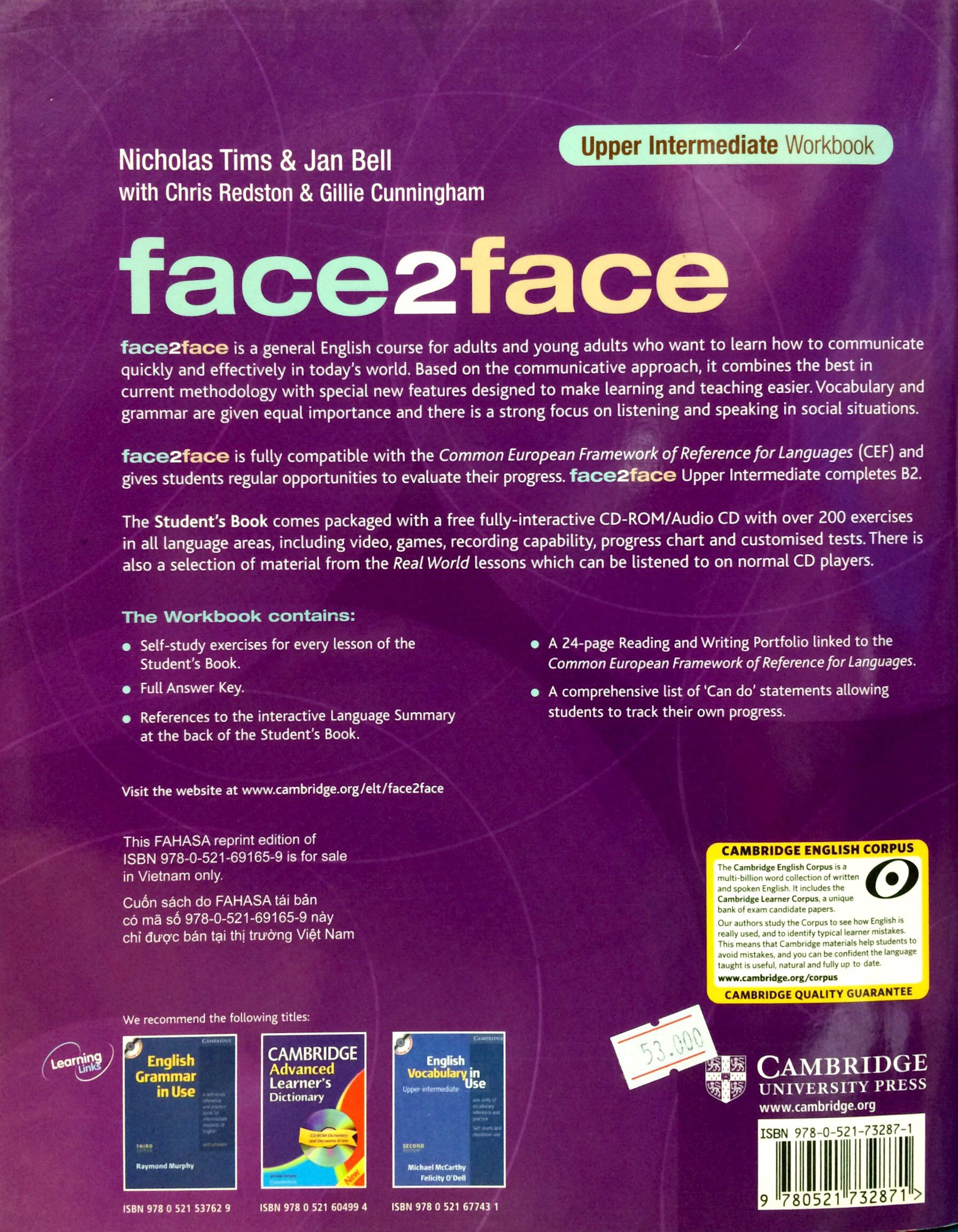 Face2Face Upper Int. WB with Key Reprint Edition