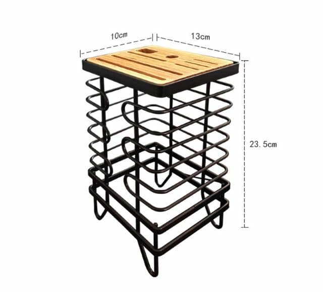 Kệ cắm dao kéo bằng thép đen mặt gỗ cao cấp (màu ngẫu nhiên)