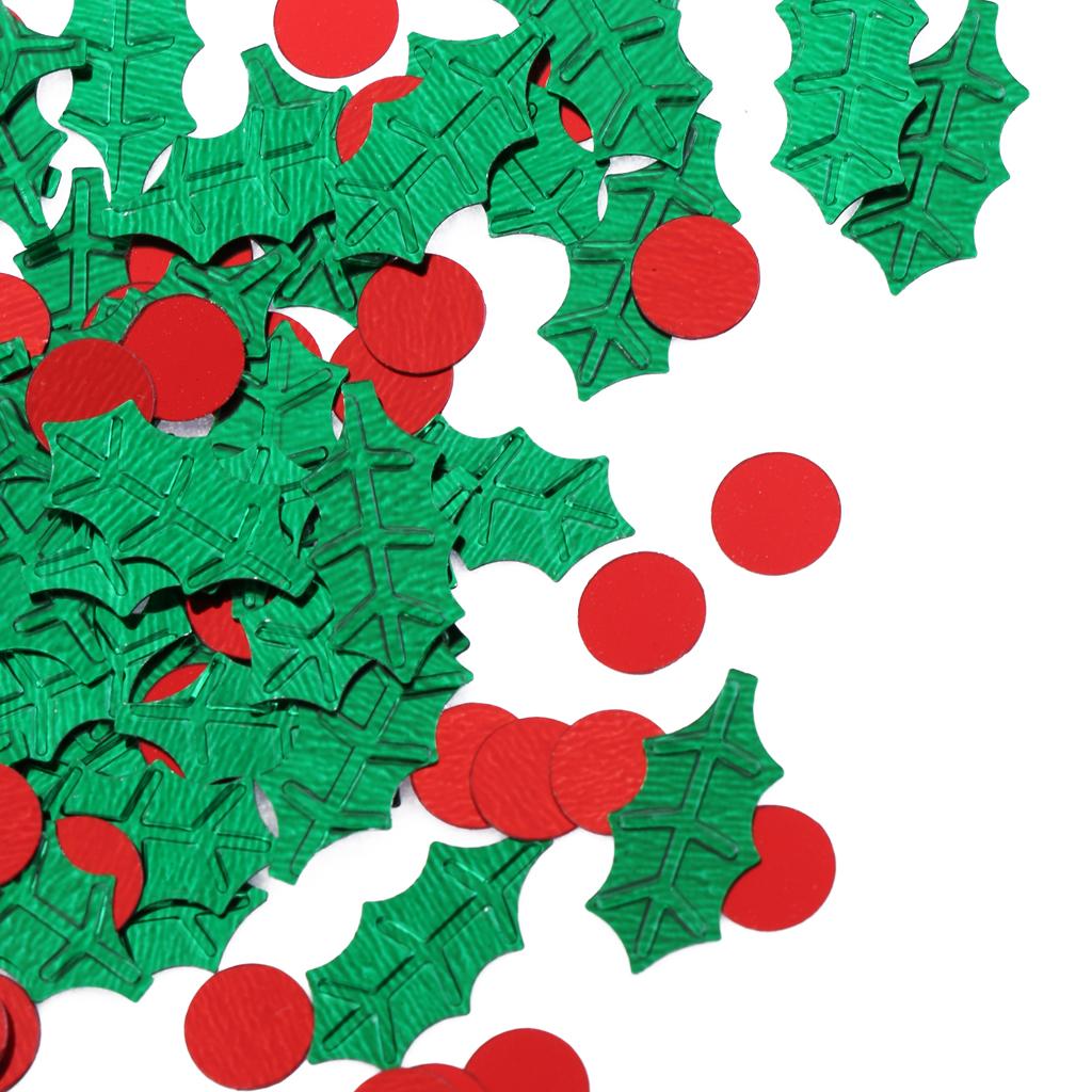 Christmas Green Holly Red Berries Table Sprinkles Party Decorations 15g