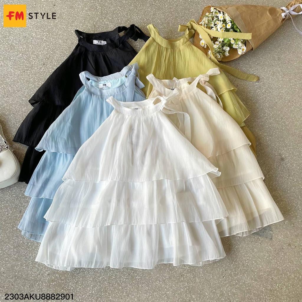 Áo yếm voan tầng cổ yếm thắt nơ fmstyle dáng baby doll xòe tầng sang chảnh mặc thoải mái 23031567