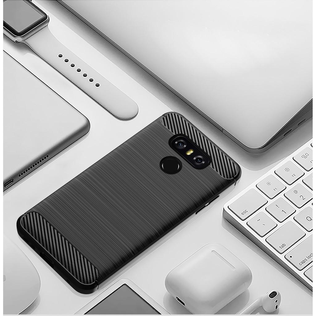 Ốp lưng cho LG G6 G7 G8 G8S V30 V40 V50 V60 dẻo Carbon phay xước chống sốc