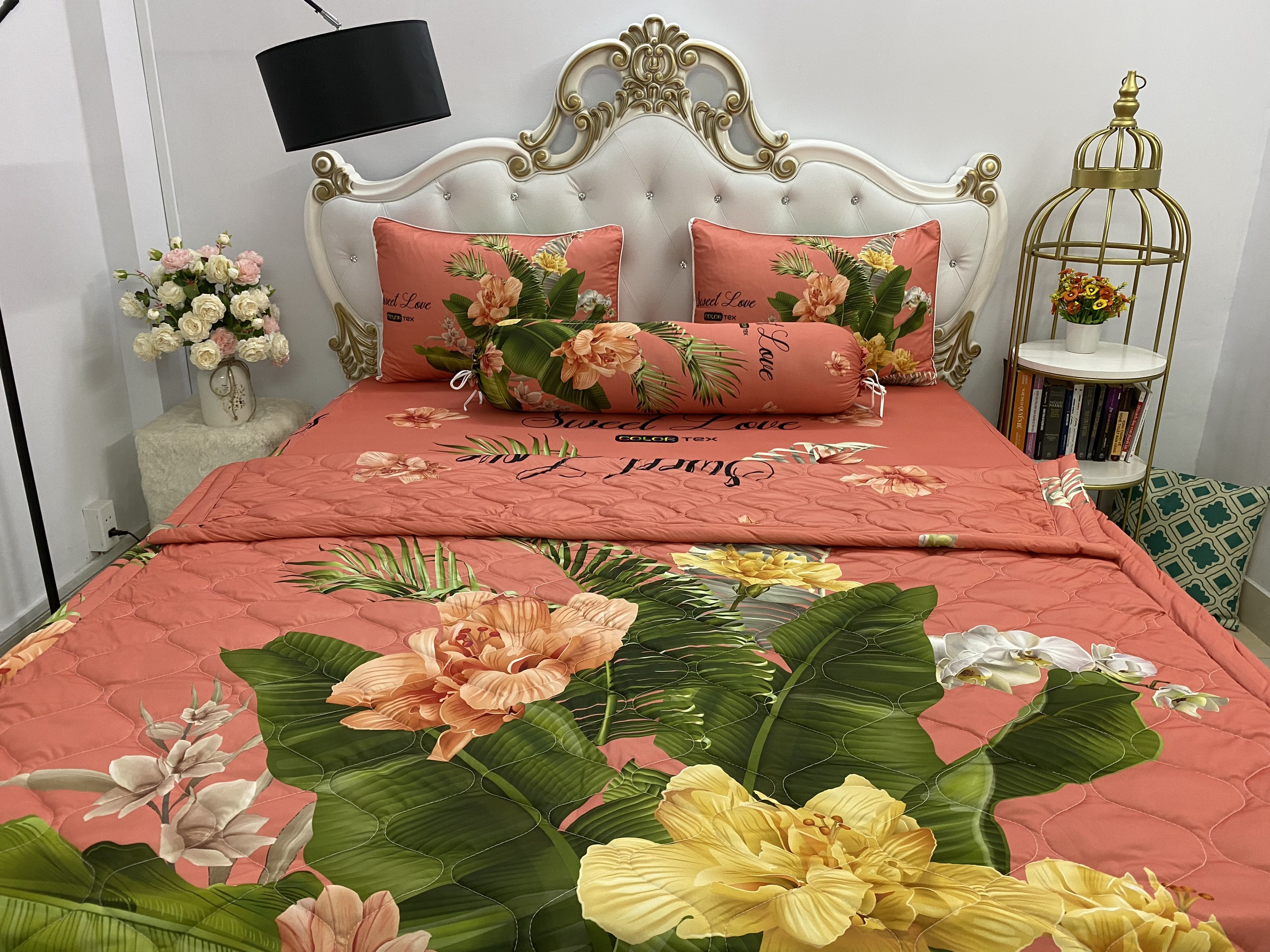 Bộ Drap mền + áo gối thun Ý 5D Cao Cấp , mát lạnh, thấm hút tốt.