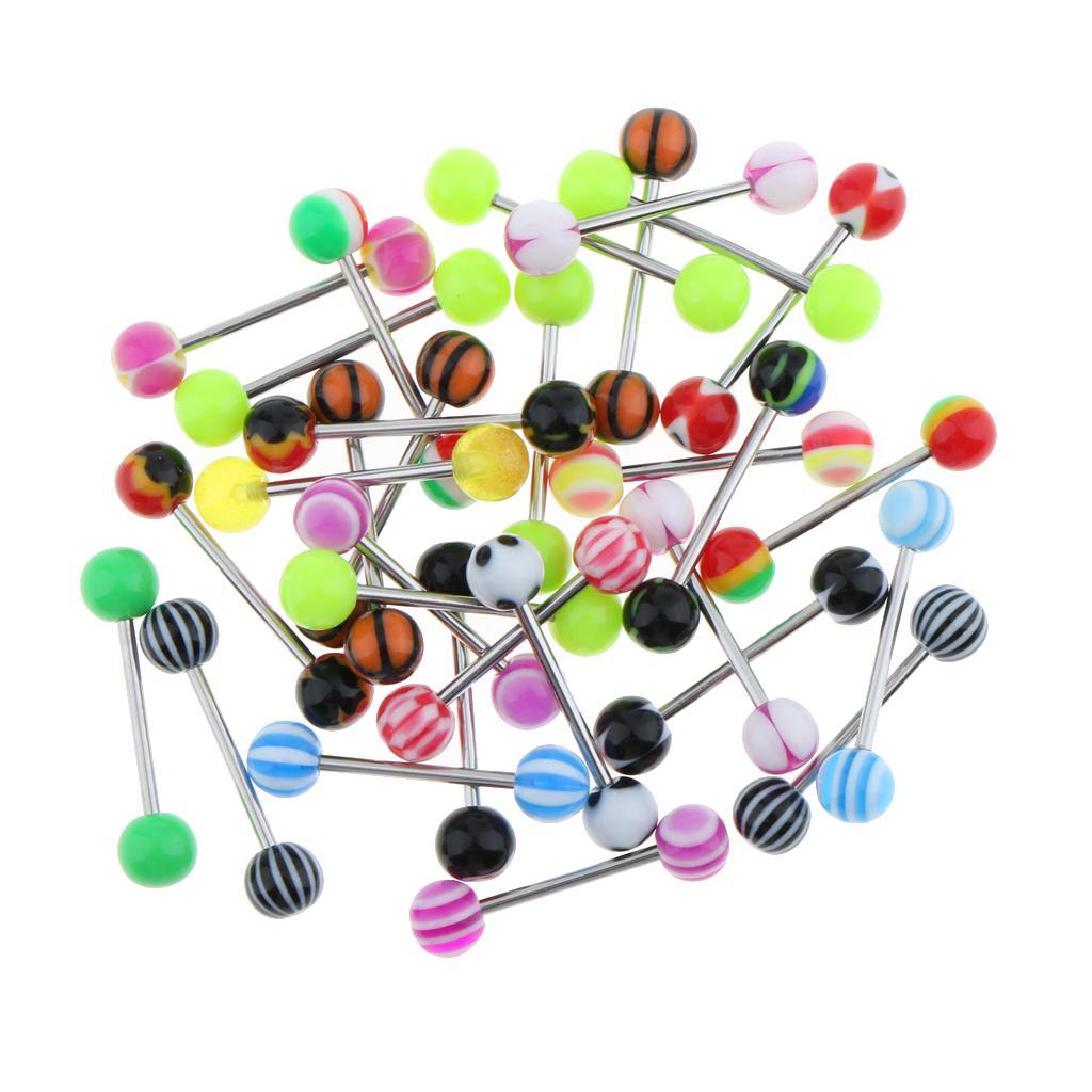 30pcs 14G Stainless Steel Acrylic Ball Barbell Bar Stud Piercing