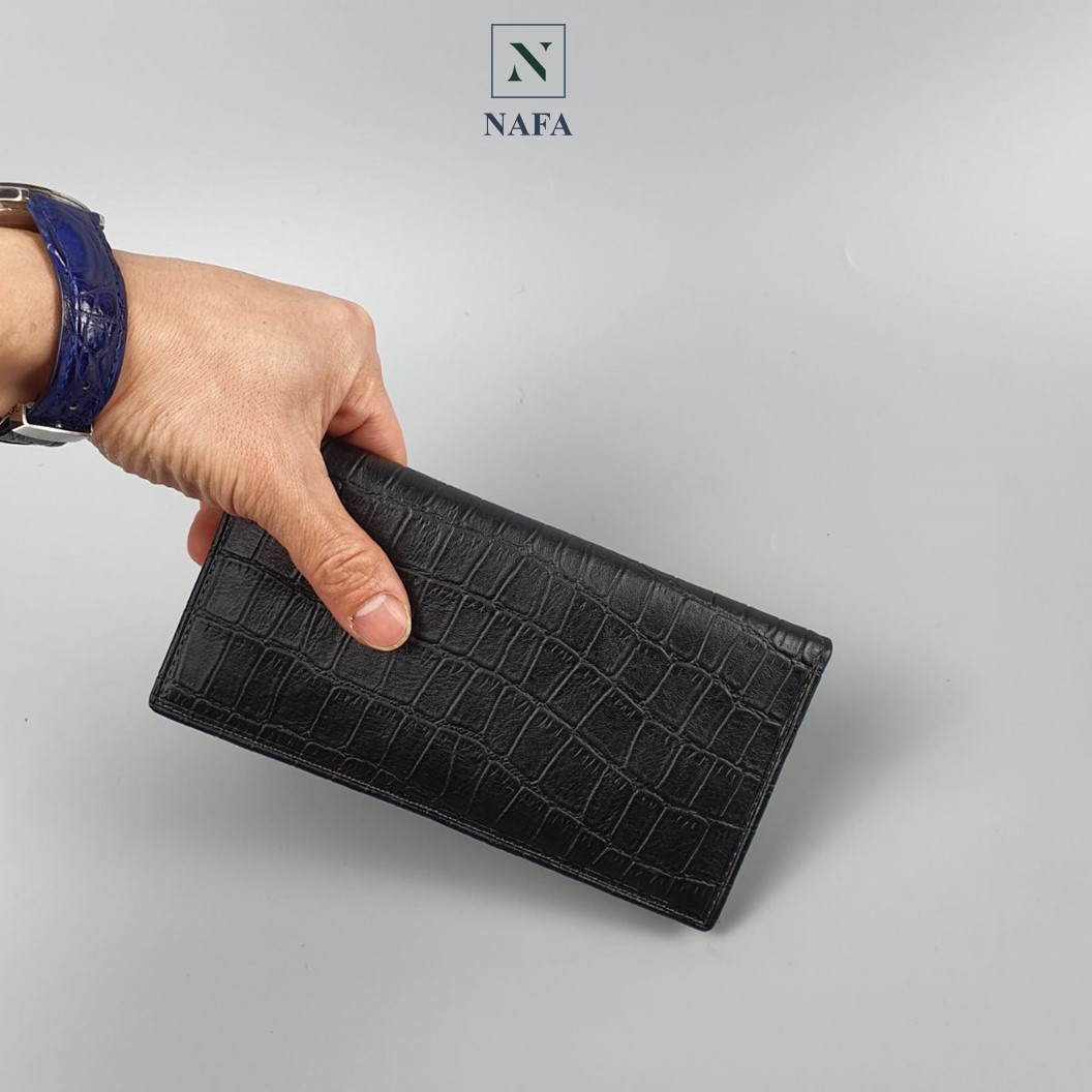Ví dài cầm tay nam nữ da bò thật vân cá sấu cao cấp NAFA WL123 thời trang sang trọng - BH 3 năm